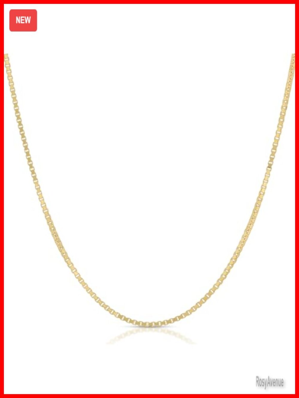 14K Solid Yellow Gold Box Chain Necklace 0.5mm 18" Fine Jewelry